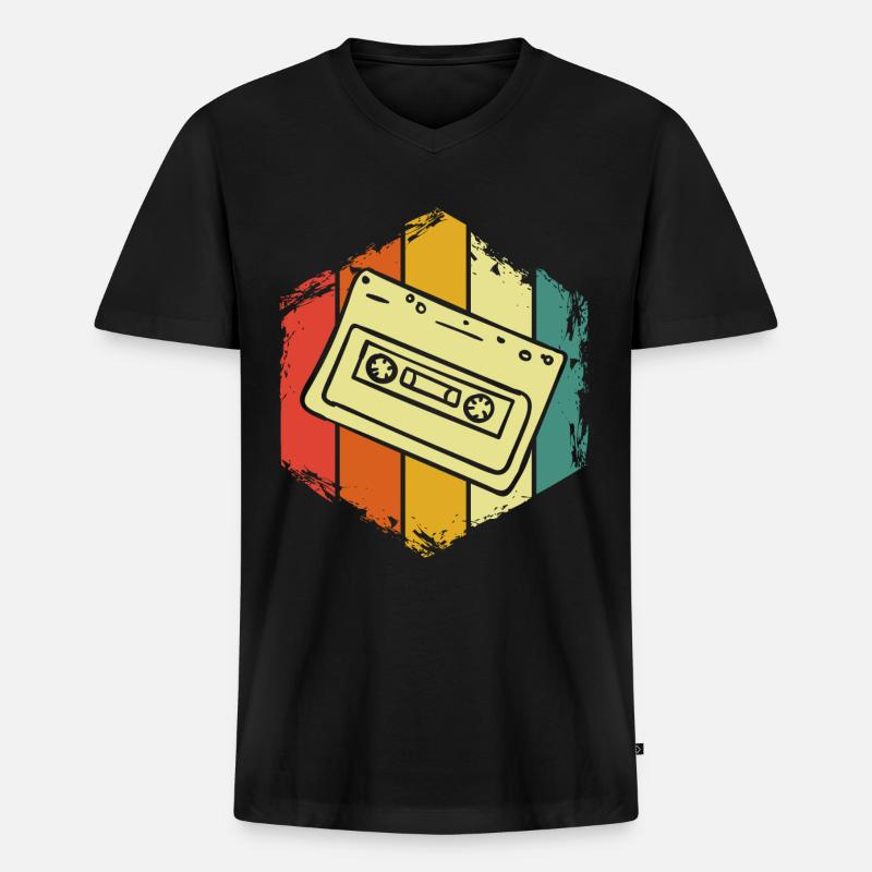Musik Kassette - Männer Premium Bio T-Shirt mit V-Ausschnitt - Schwarz