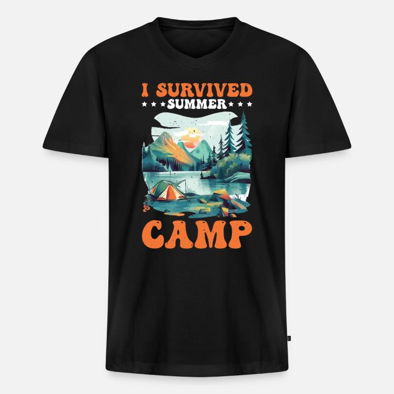 I Survived Summer Camp 5 - Männer Premium Bio T-Shirt mit V-Ausschnitt - Schwarz