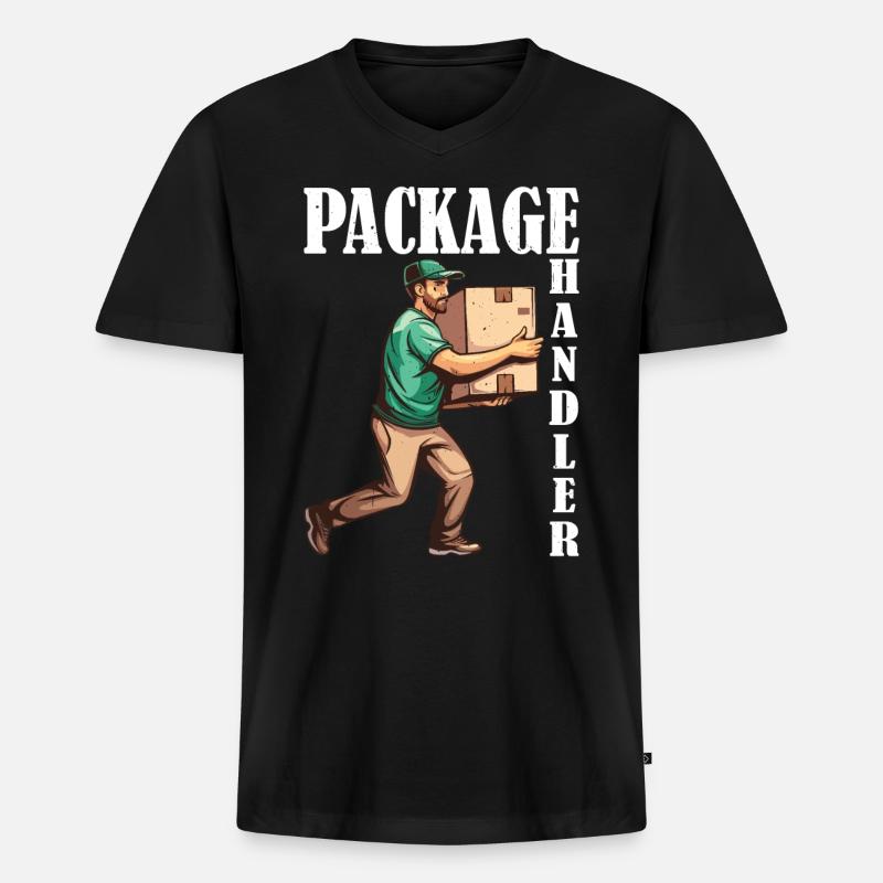 Package Handler 6 - Männer Premium Bio T-Shirt mit V-Ausschnitt - Schwarz