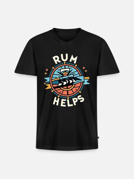 Rum Helps 6 - Männer Premium Bio T-Shirt mit V-Ausschnitt - Schwarz