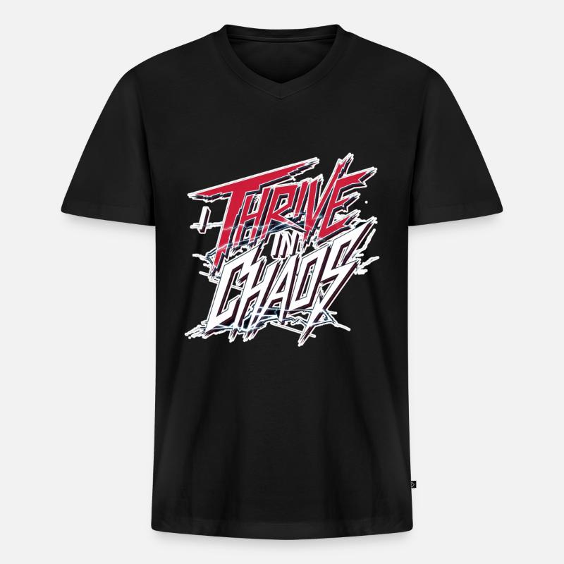 I Thrive In Chaos 9 - Männer Premium Bio T-Shirt mit V-Ausschnitt - Schwarz