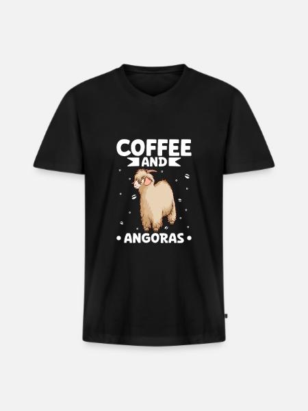 Kaffee und Angoraziege - Männer Premium Bio T-Shirt mit V-Ausschnitt - Schwarz