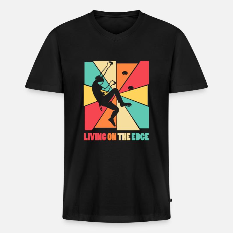 Leben am Rande Kletterwand - Männer Premium Bio T-Shirt mit V-Ausschnitt - Schwarz