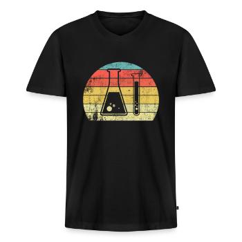 Chimie Geek Tube à essai Vintage Retro - T-shirt encolure en V Premium bio Homme - noir - Devant - Nico (187cm)