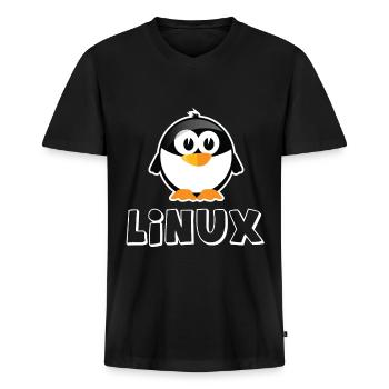 Linux Geek Pingviini Lifestyle IT Geek - Premium luomulaatuinen miesten t-paita, jossa V-pääntie - musta - Edestä - Nico (187cm)