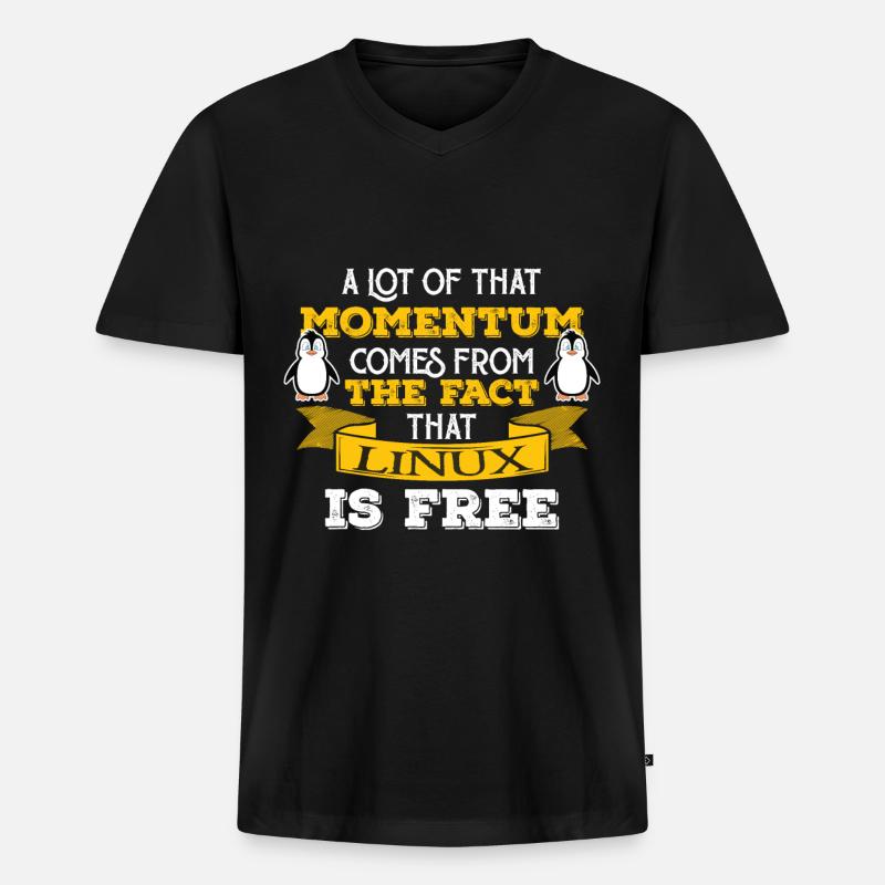 Linux Nerd Computer IT Geek - Männer Premium Bio T-Shirt mit V-Ausschnitt - Schwarz