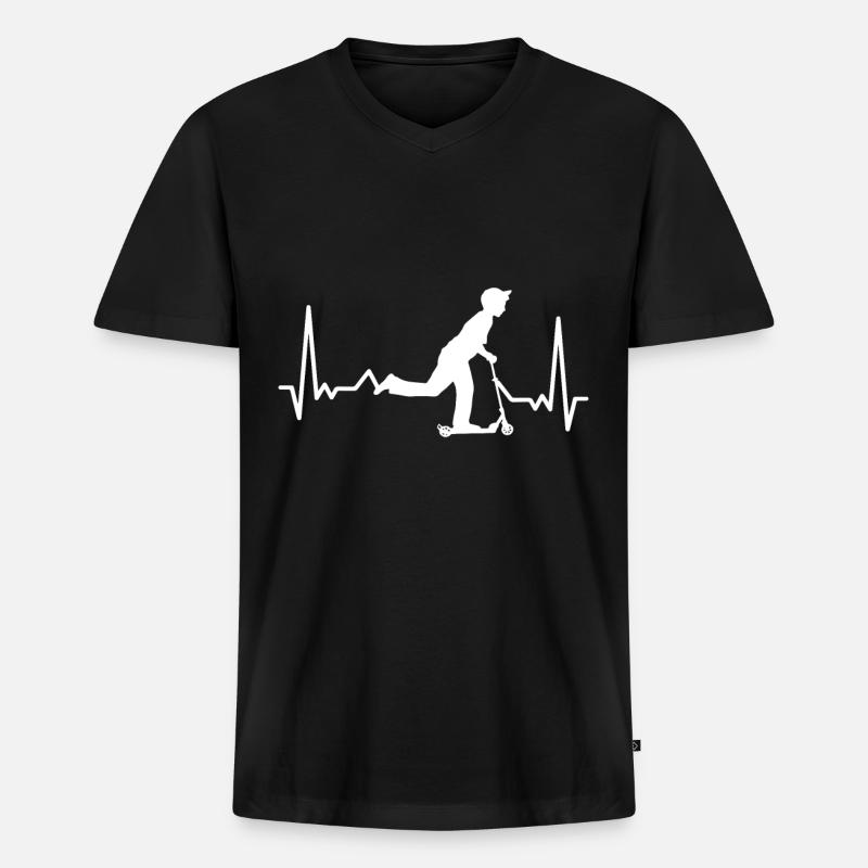 Scooter Herzschlag Roller Stunts - Männer Premium Bio T-Shirt mit V-Ausschnitt - Schwarz