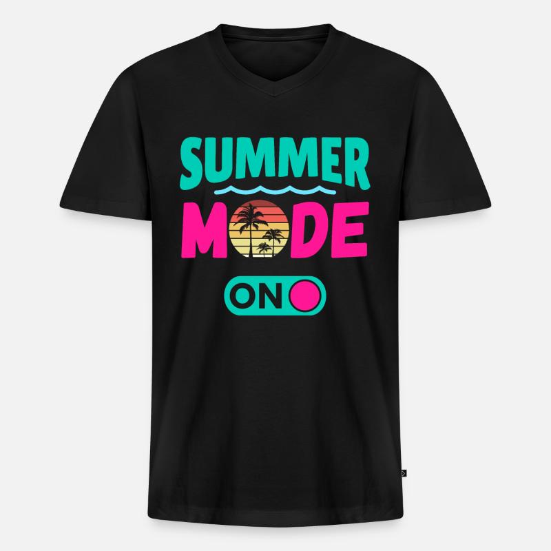 Sommermodus Ein - Männer Premium Bio T-Shirt mit V-Ausschnitt - Schwarz