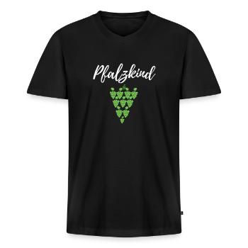 Pfalzkind - T-Shirt Geschenk für die Pfalz - Männer Premium Bio T-Shirt mit V-Ausschnitt - Schwarz - Vorne - Nico (187cm)