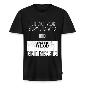 Hüte dich vor Wessis Lustiger Wessi Spruch vintage - Männer Premium Bio T-Shirt mit V-Ausschnitt - Schwarz - Vorne - Nico (187cm)