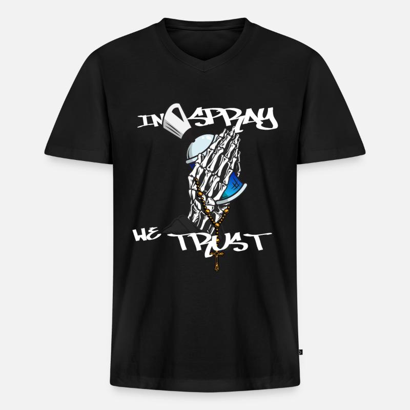 Sprayer Graffiti Praying Hands Kunst Art - Männer Premium Bio T-Shirt mit V-Ausschnitt - Schwarz