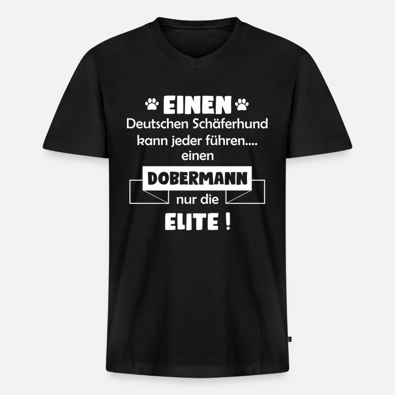 Dobermann Hund - Dobermann - Männer Premium Bio T-Shirt mit V-Ausschnitt - Schwarz