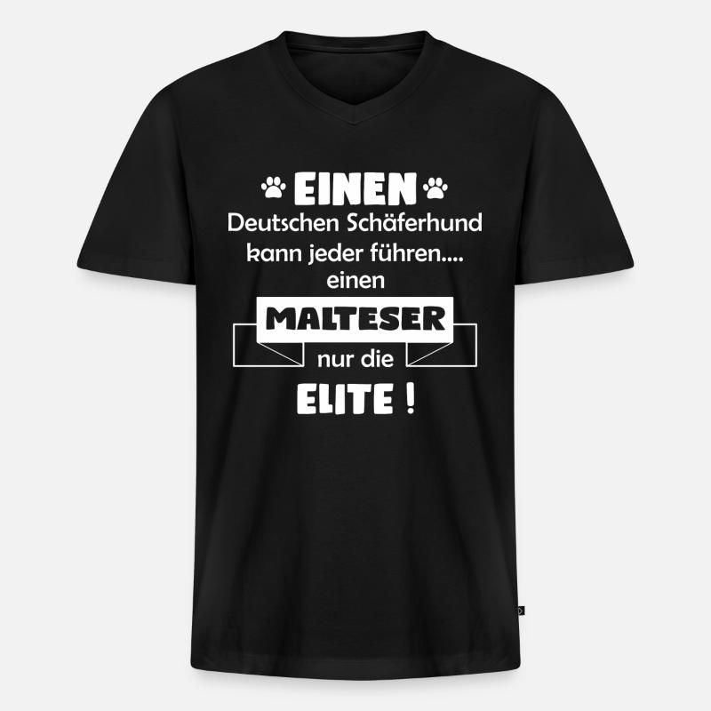Malteser - Männer Premium Bio T-Shirt mit V-Ausschnitt - Schwarz