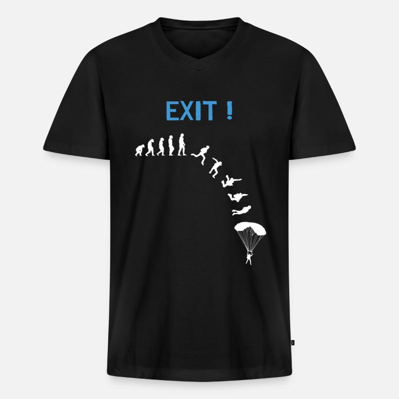 Skydiver Evolution Fallschirmspringer - Männer Premium Bio T-Shirt mit V-Ausschnitt - Schwarz