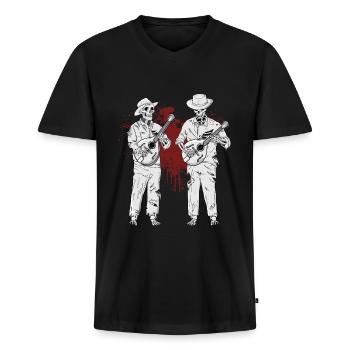 Country Musik Zombies Bluegrass Band Mandolin - Männer Premium Bio T-Shirt mit V-Ausschnitt - Schwarz - Vorne - Nico (187cm)