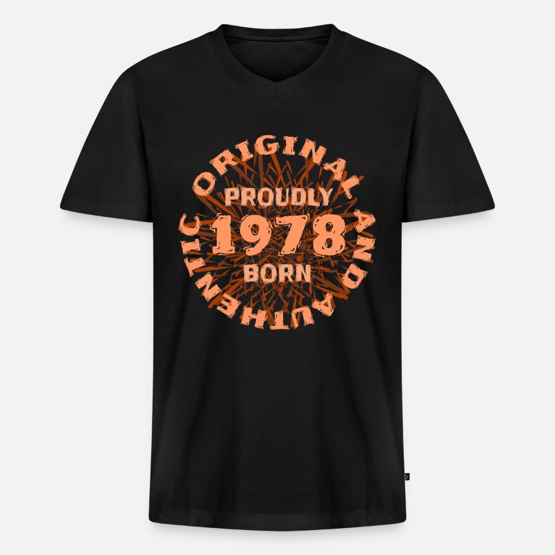 Prozent 1978 - Männer Premium Bio T-Shirt mit V-Ausschnitt - Schwarz