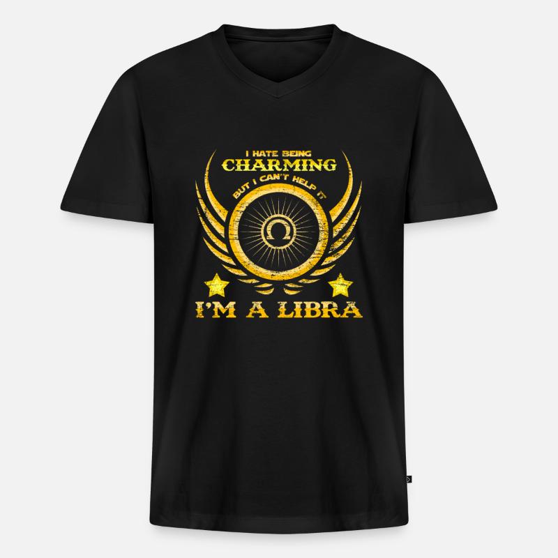 Sternzeichen Sprüche Waage Libra - Männer Premium Bio T-Shirt mit V-Ausschnitt - Schwarz
