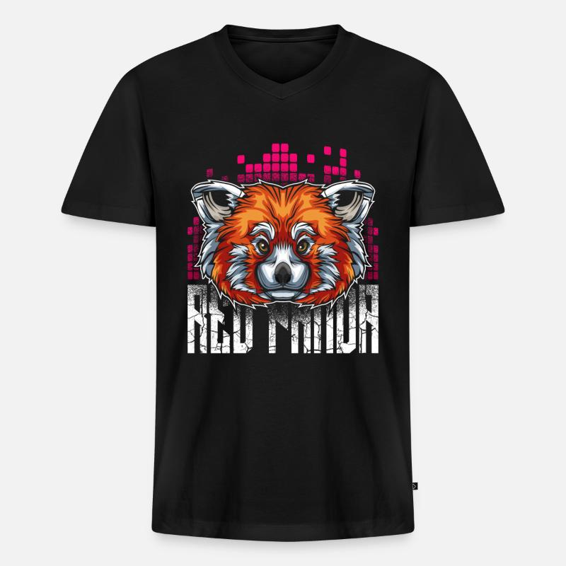 Roter Panda - Männer Premium Bio T-Shirt mit V-Ausschnitt - Schwarz