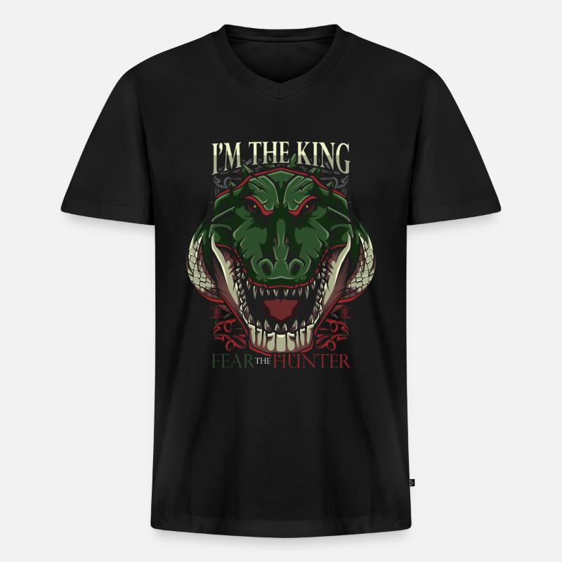 Krokodil - Männer Premium Bio T-Shirt mit V-Ausschnitt - Schwarz