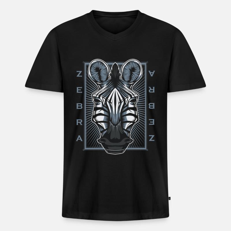 Zebra - Männer Premium Bio T-Shirt mit V-Ausschnitt - Schwarz