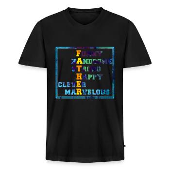 Fête des Pères - T-shirt encolure en V Premium bio Homme - noir - Devant - Nico (187cm)