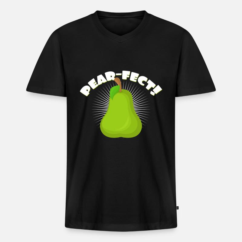 Birne - Männer Premium Bio T-Shirt mit V-Ausschnitt - Schwarz