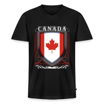 Kanada - Männer Premium Bio T-Shirt mit V-Ausschnitt - Schwarz - Vorne - Nico (187cm)