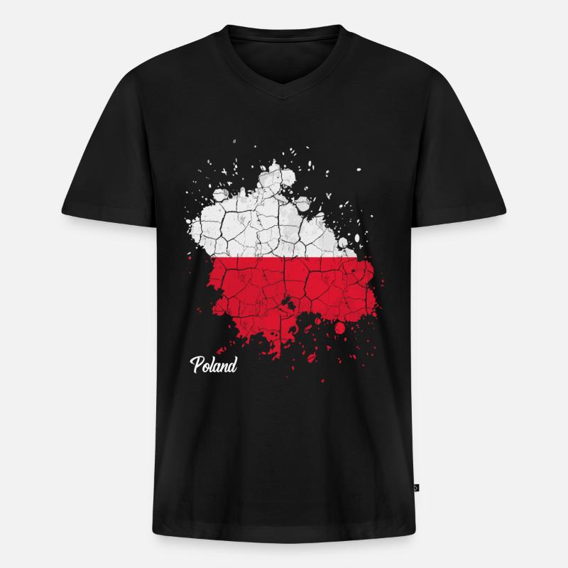 Polen - Männer Premium Bio T-Shirt mit V-Ausschnitt - Schwarz