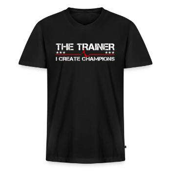 Bester Basketball Trainer - Männer Premium Bio T-Shirt mit V-Ausschnitt - Schwarz - Vorne - Nico (187cm)