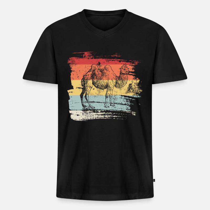 Kamel - Männer Premium Bio T-Shirt mit V-Ausschnitt - Schwarz