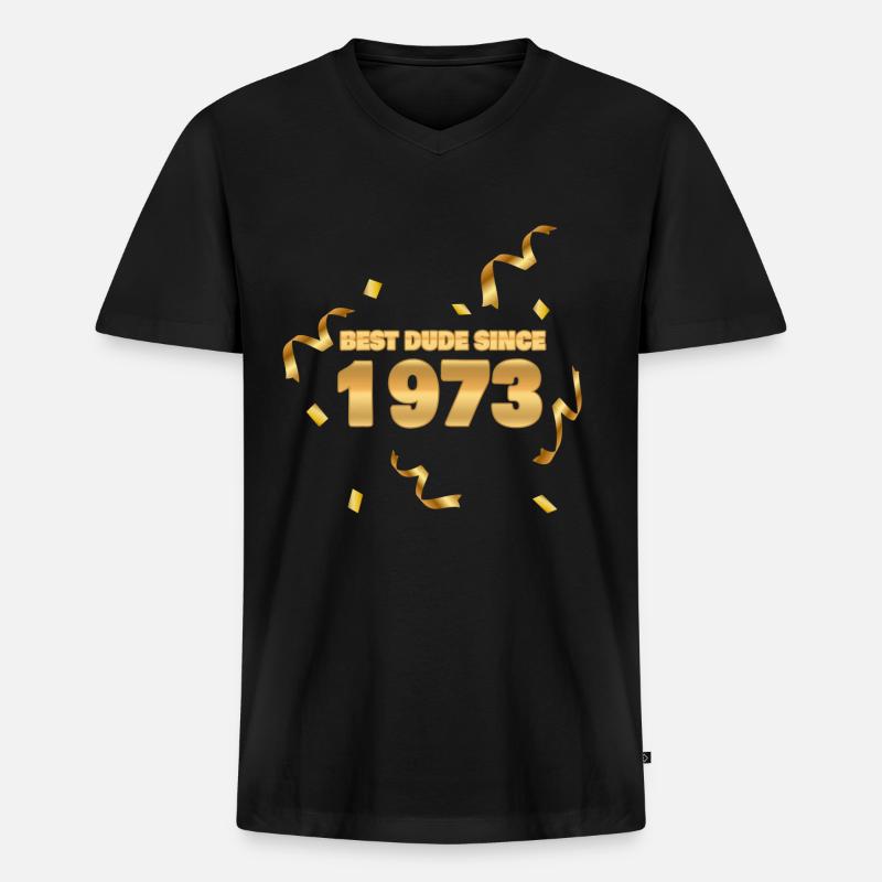 1973 - Männer Premium Bio T-Shirt mit V-Ausschnitt - Schwarz