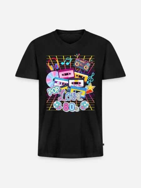 1980S MUSIC LOVERS - Men's Premium Organic T-shirt with V-neck - black
