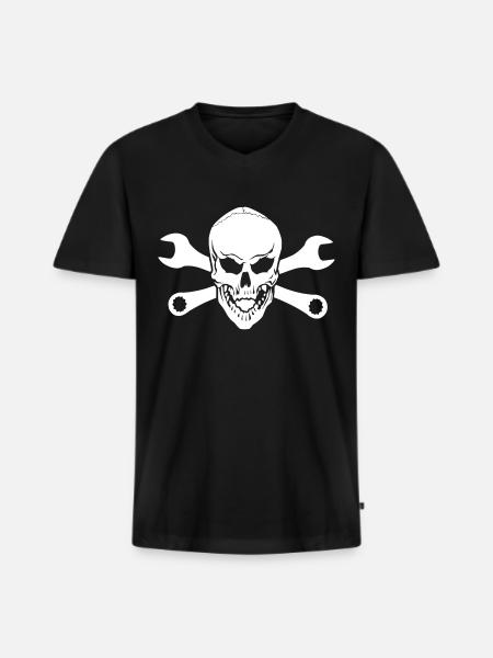Mechanic skull - Men's Premium Organic T-shirt with V-neck - black