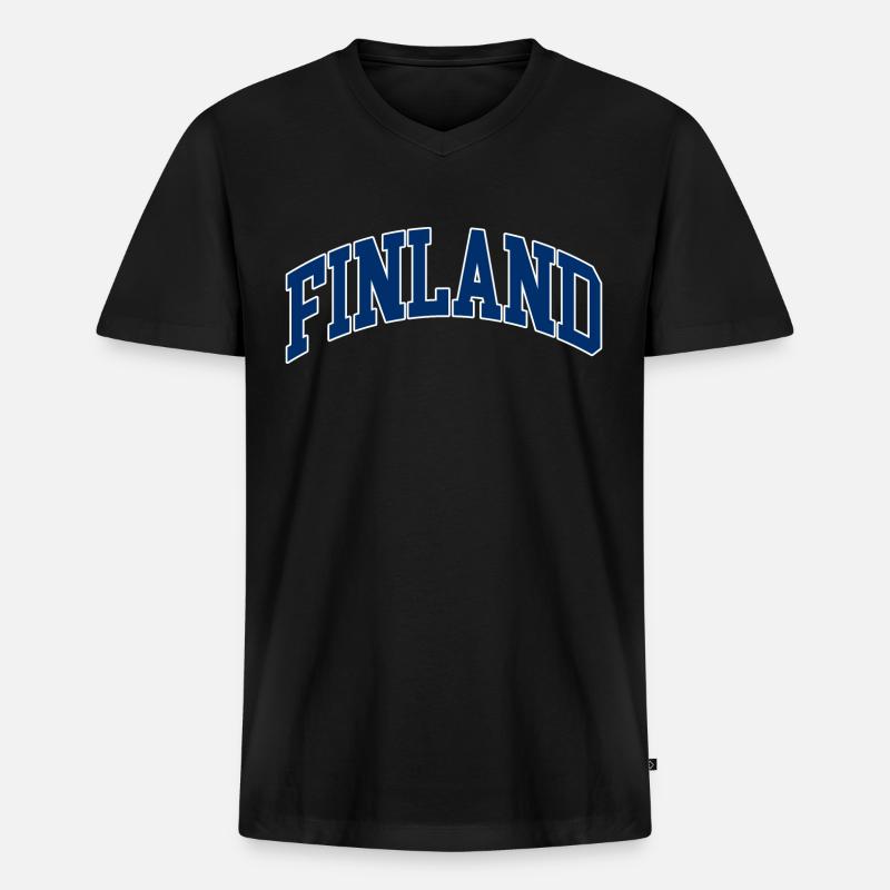 FINNLAND - Männer Premium Bio T-Shirt mit V-Ausschnitt - Schwarz