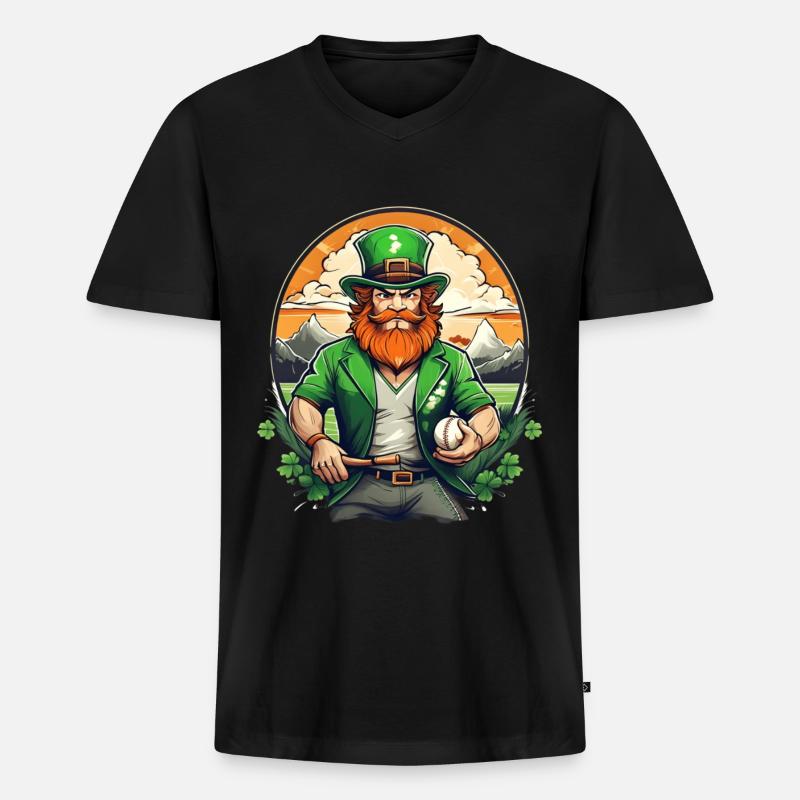 St. Patrick's Day Kleeblatt Baseball - Männer Premium Bio T-Shirt mit V-Ausschnitt - Schwarz