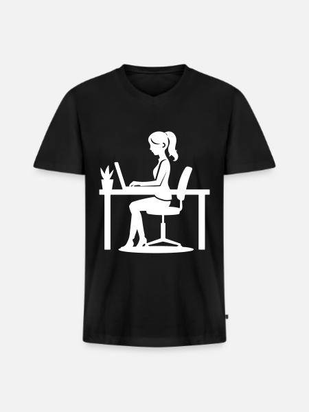 Worker Woman Computer Job - Men's Premium Organic T-shirt with V-neck - black
