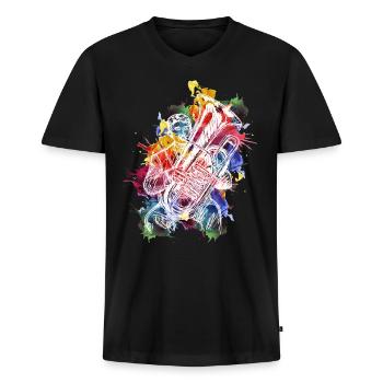 Tuba Spieler Lehrer - Männer Premium Bio T-Shirt mit V-Ausschnitt - Schwarz - Vorne - Nico (187cm)