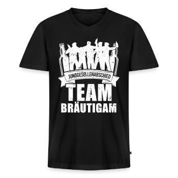 Junggesellenabschied Team Bräutigam JGA - Männer Premium Bio T-Shirt mit V-Ausschnitt - Schwarz - Vorne - Nico (187cm)
