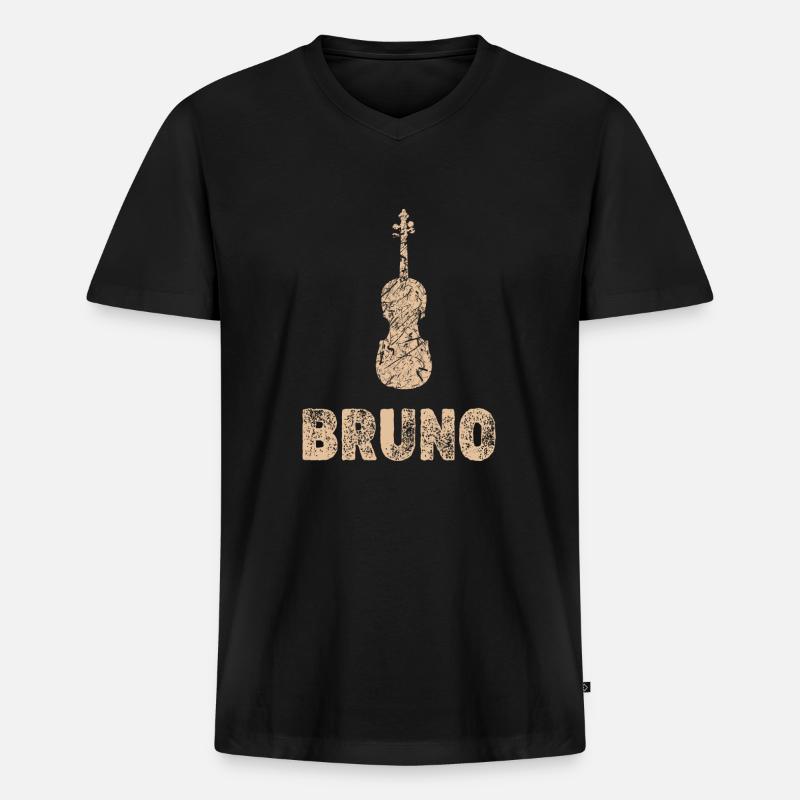 Cello Bruno - Männer Premium Bio T-Shirt mit V-Ausschnitt - Schwarz