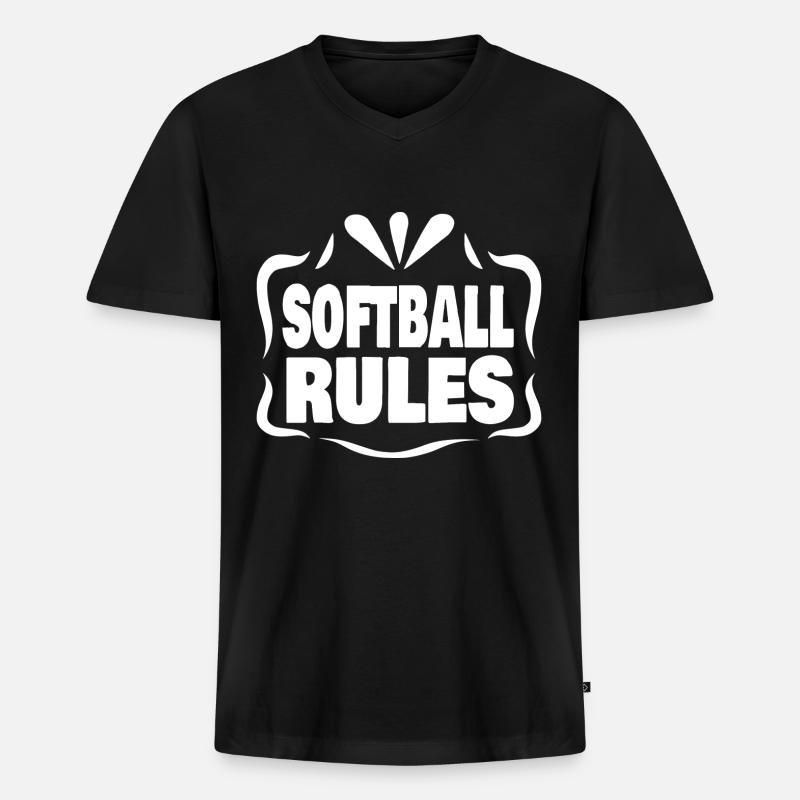 Perfect because Softball Rules - Männer Premium Bio T-Shirt mit V-Ausschnitt - Schwarz