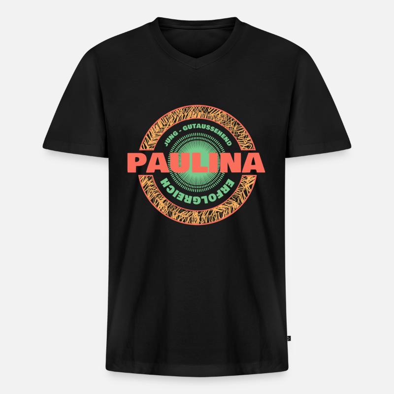 Paulina - Männer Premium Bio T-Shirt mit V-Ausschnitt - Schwarz