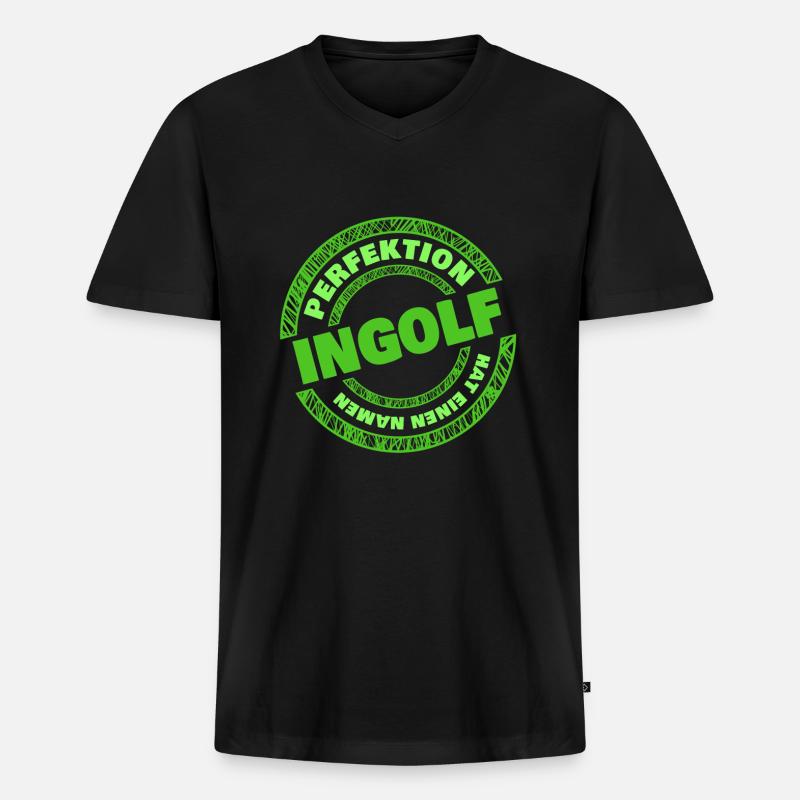 Perfektion Ingolf - Männer Premium Bio T-Shirt mit V-Ausschnitt - Schwarz