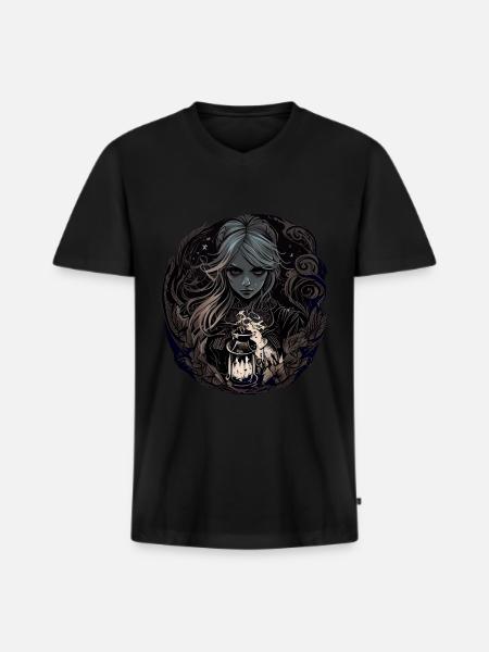 Gloomy Beautiful Witch / Wicca - Men's Premium Organic T-shirt with V-neck - black