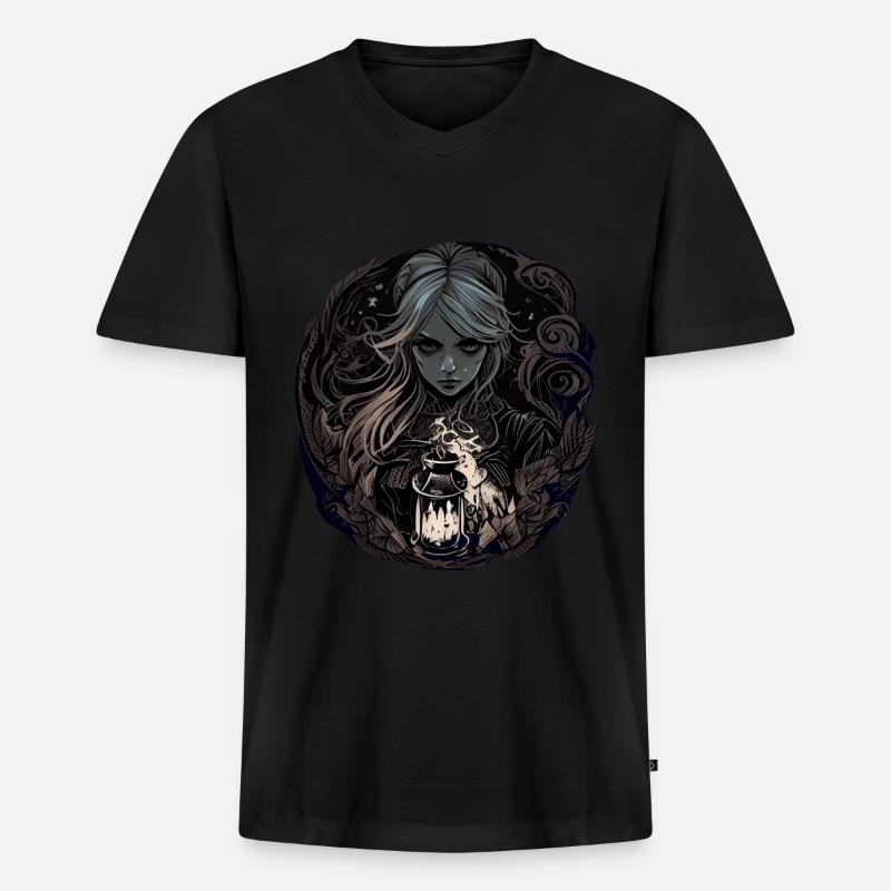Düstere wunderschöne Hexe / Wicca - Männer Premium Bio T-Shirt mit V-Ausschnitt - Schwarz