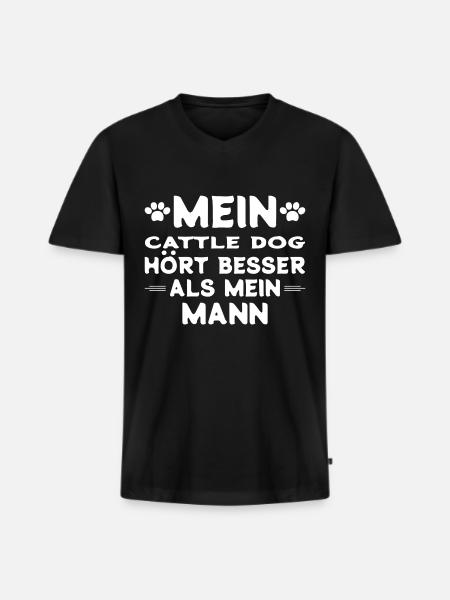 Cattle Dog Ehemann - Männer Premium Bio T-Shirt mit V-Ausschnitt - Schwarz