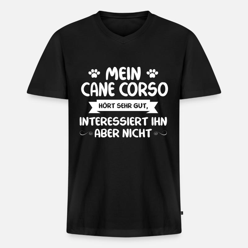 Cane Corso - Männer Premium Bio T-Shirt mit V-Ausschnitt - Schwarz