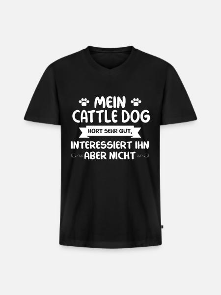 Cattle Dog - Männer Premium Bio T-Shirt mit V-Ausschnitt - Schwarz