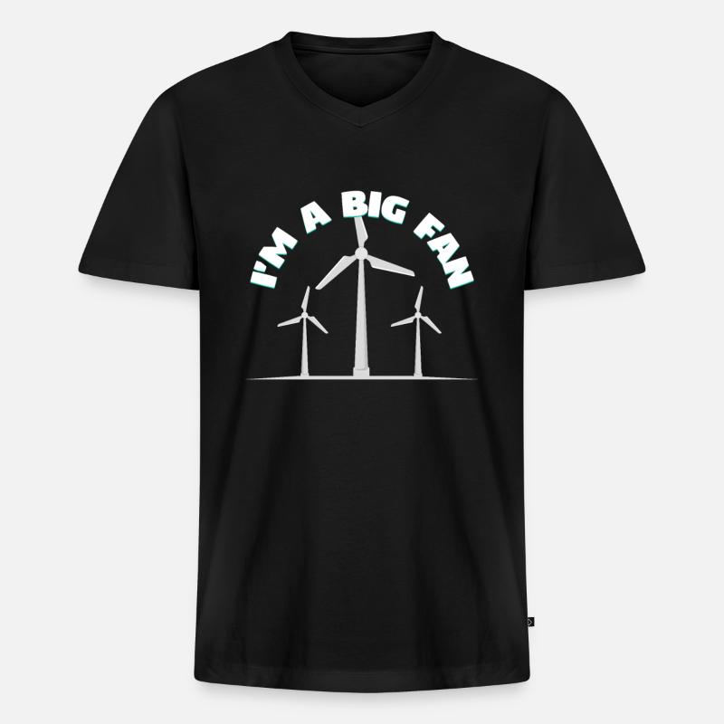 Windenergie - Männer Premium Bio T-Shirt mit V-Ausschnitt - Schwarz