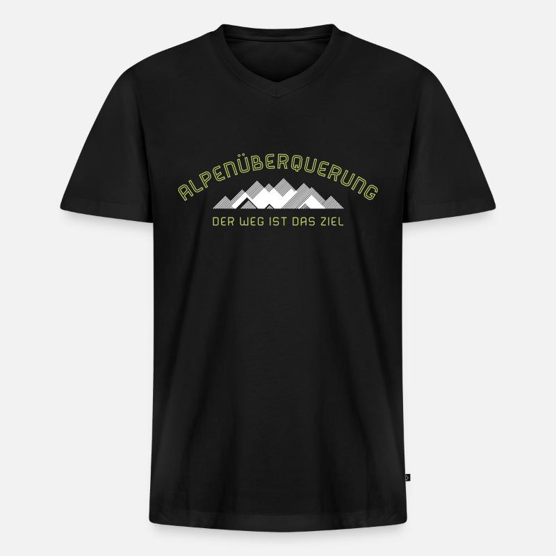 Alpenüberquerung 2C - Männer Premium Bio T-Shirt mit V-Ausschnitt - Schwarz