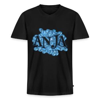 Wassertropfen Anja - Männer Premium Bio T-Shirt mit V-Ausschnitt - Schwarz - Vorne - Nico (187cm)